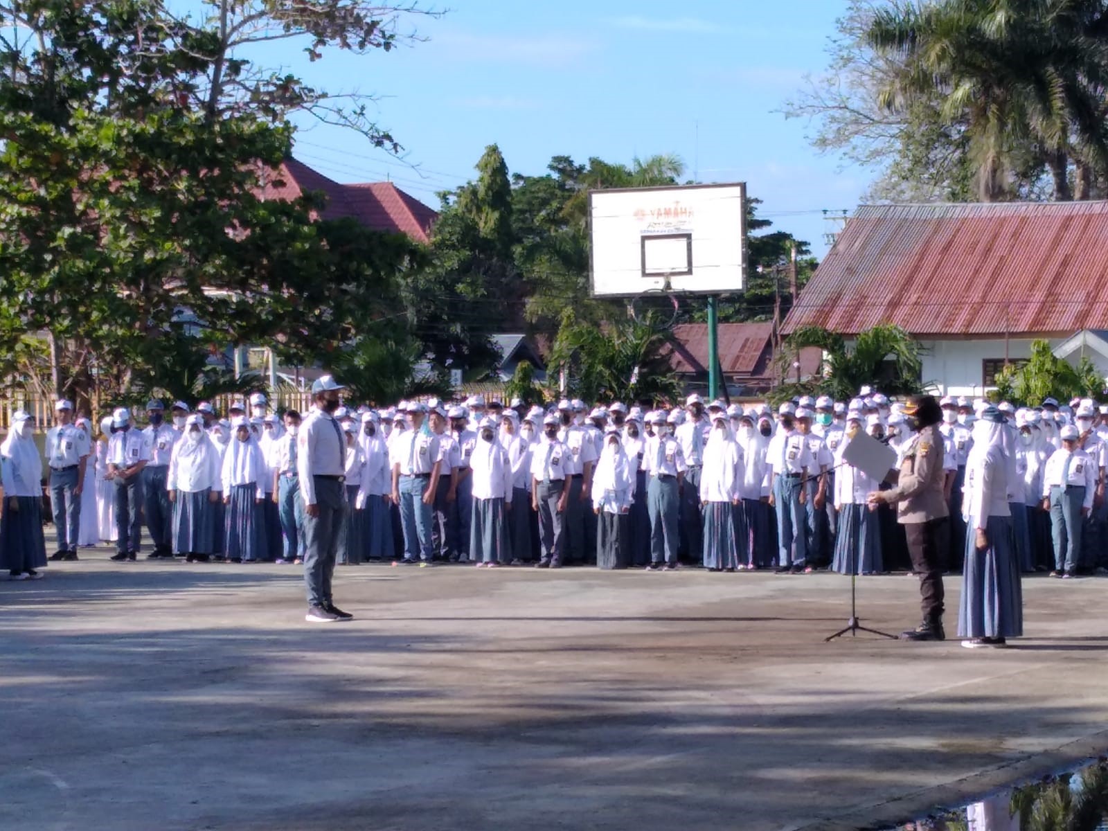 foto: Suasana apel bersama, Jajaran Polres Gorontalo Kota di SMU Negeri 3 Kota Gorontalo