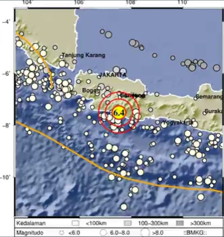 foto: BMKG sebut gempa terkini di Barat Daya Garut, Jawa Barat.